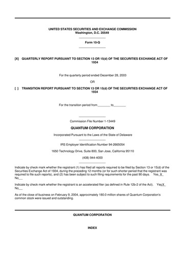 Vorschaubild Quantum Corporation 10-Q Quartalsbericht  