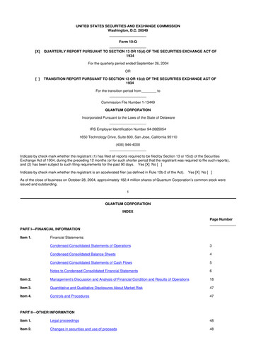 Vorschaubild Quantum Corporation 10-Q Quartalsbericht  