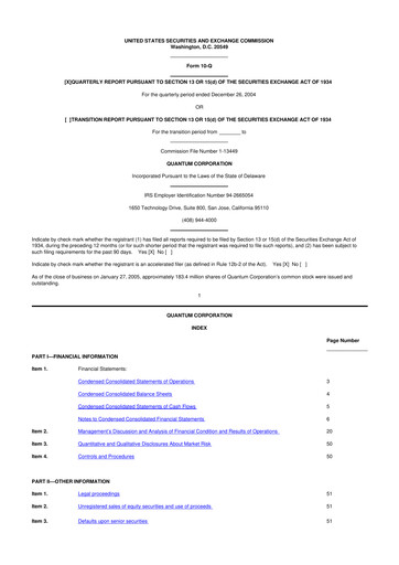 Vorschaubild Quantum Corporation 10-Q Quartalsbericht  