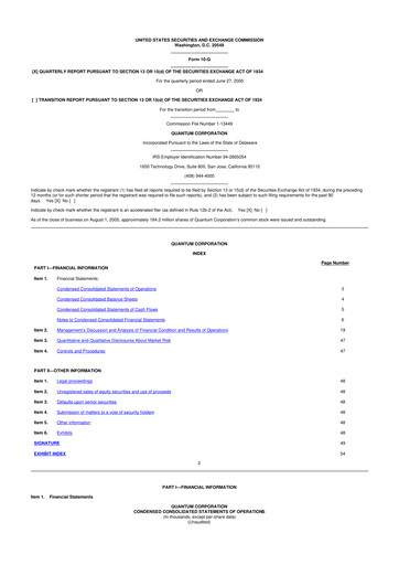 Vorschaubild Quantum Corporation 10-Q Quartalsbericht  