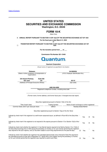 Vorschaubild Quantum Corporation 10-K Jahresbericht 2022