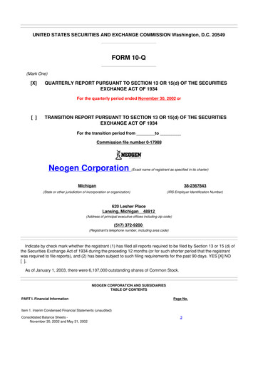 Thumbnail Neogen 10-Q Quarterly Report FY 