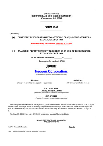 Thumbnail Neogen 10-Q Quarterly Report FY 