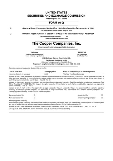Thumbnail Cooper Companies 10-Q Quarterly Report FY2020 