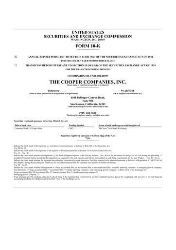 Thumbnail Cooper Companies 10-K Annual Report 2021