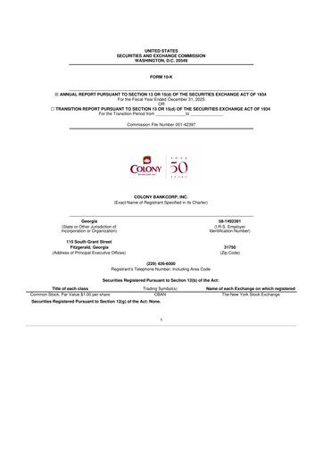 Thumbnail Colony Bankcorp 10-K Annual Report 2025