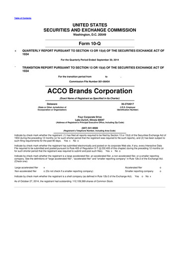Thumbnail Acco Brands 10-Q Quarterly Report FY2014 