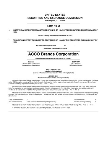 Thumbnail Acco Brands 10-Q Quarterly Report FY2015 