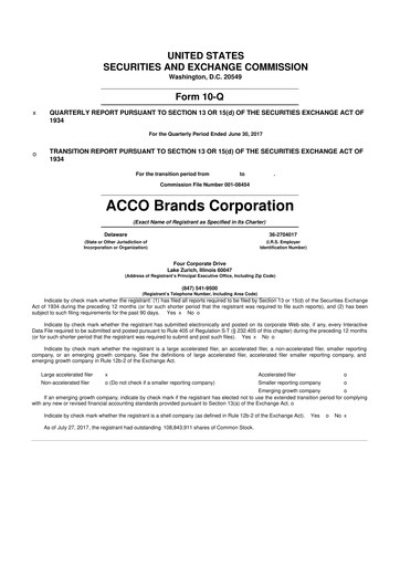 Thumbnail Acco Brands 10-Q Quarterly Report FY2017 