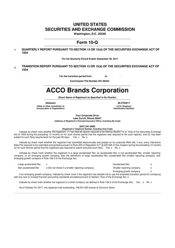 Thumbnail Acco Brands 10-Q Quarterly Report FY2017 