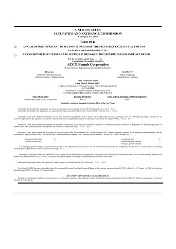 Thumbnail Acco Brands 10-K Annual Report 2021