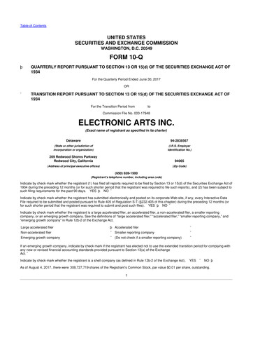 Thumbnail Electronic Arts 10-Q Quarterly Report FY2018 