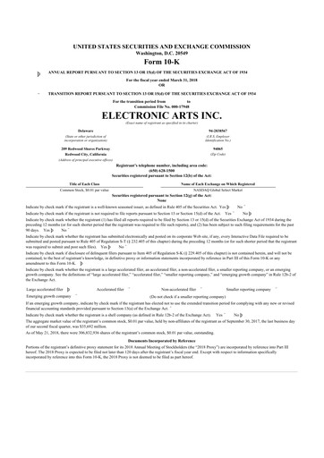 Thumbnail Electronic Arts 10-K Annual Report 2018