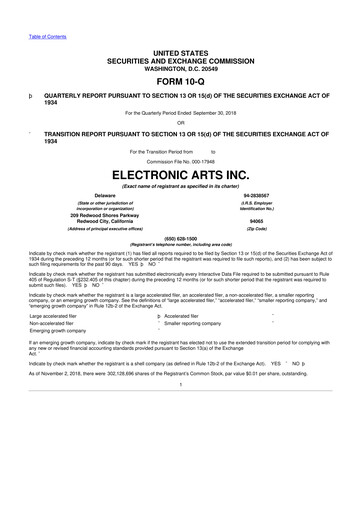 Thumbnail Electronic Arts 10-Q Quarterly Report FY2019 