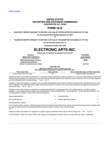 Thumbnail Electronic Arts 10-Q Quarterly Report FY2021 