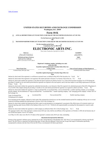 Thumbnail Electronic Arts 10-K Annual Report 2021