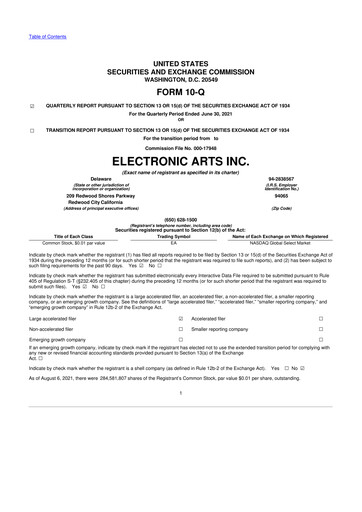 Thumbnail Electronic Arts 10-Q Quarterly Report FY2022 