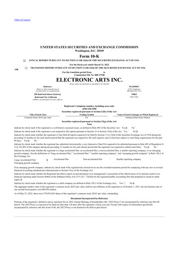 Thumbnail Electronic Arts 10-K Annual Report 