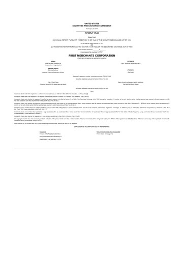 Thumbnail First Merchants Corporation
 10-K Annual Report 2013