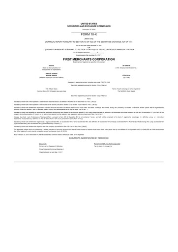 Thumbnail First Merchants Corporation
 10-K Annual Report 2016