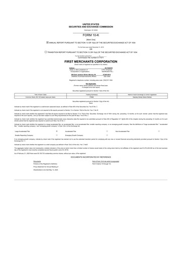 Thumbnail First Merchants Corporation
 10-K Annual Report 2019