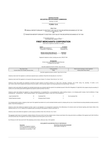 Thumbnail First Merchants Corporation
 10-K Annual Report 2020