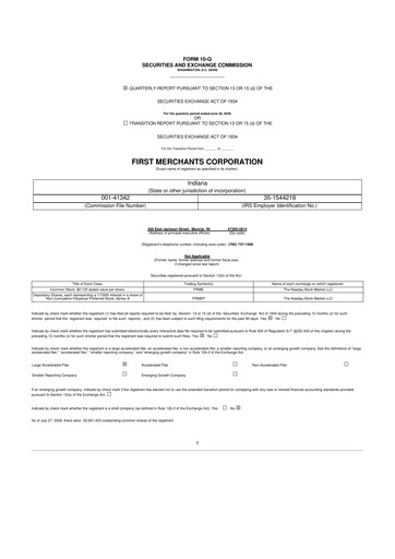 Thumbnail First Merchants Corporation
 10-Q Quarterly Report FY2026 