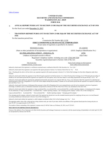 Thumbnail First Commonwealth Financial Corp 10-K Annual Report 2017