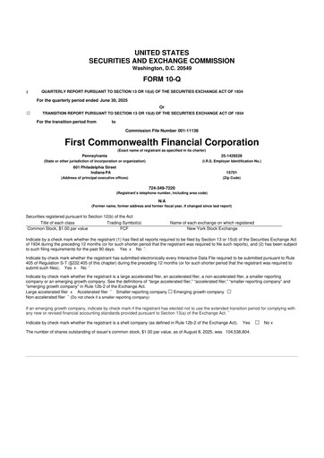 Thumbnail First Commonwealth Financial Corp 10-Q Quarterly Report FY2025 