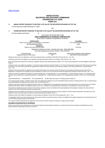 Thumbnail First Commonwealth Financial Corp 10-K Annual Report 2025