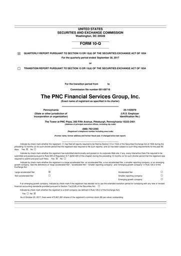 Thumbnail PNC Financial Services 10-Q Quarterly Report FY2017 