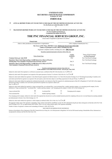 Thumbnail PNC Financial Services 10-K Annual Report 2019