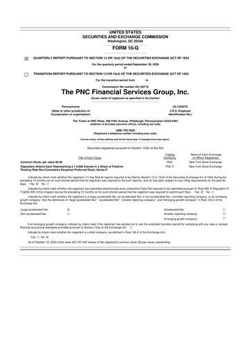 Thumbnail PNC Financial Services 10-Q Quarterly Report FY2020 