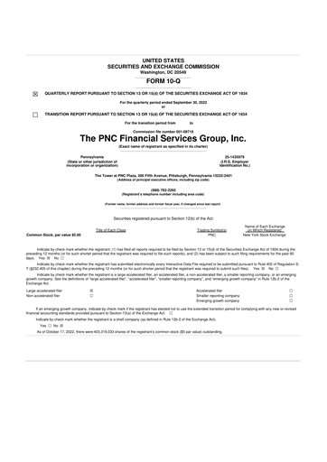 Thumbnail PNC Financial Services 10-Q Quarterly Report FY2022 