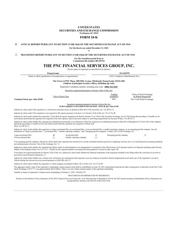 Thumbnail PNC Financial Services 10-K Annual Report 2022