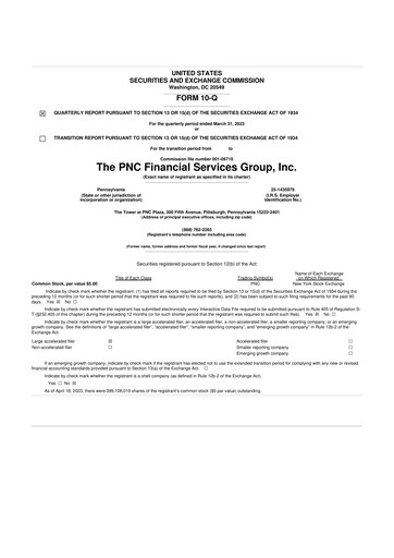 Thumbnail PNC Financial Services 10-Q Quarterly Report FY2023 