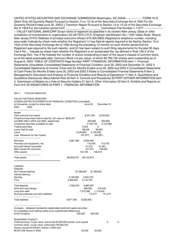 Vorschaubild Valley Bank 10-Q Quartalsbericht  