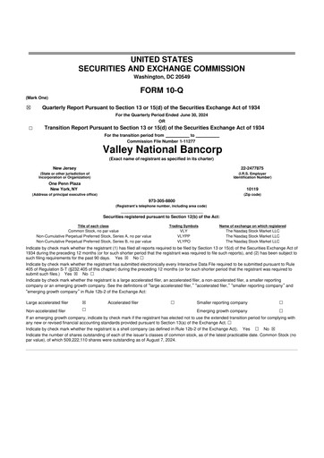 Vorschaubild Valley Bank 10-Q Quartalsbericht 2024 