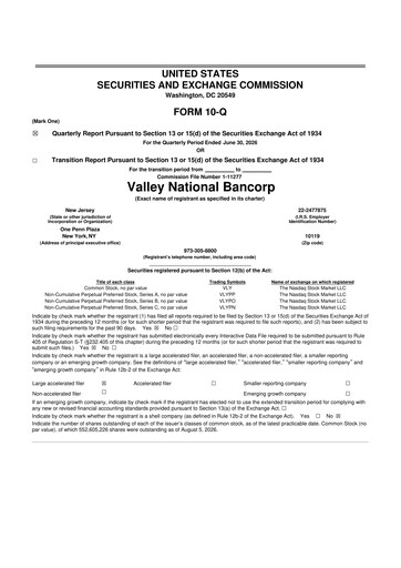 Thumbnail Valley Bank 10-Q Quarterly Report FY2026 