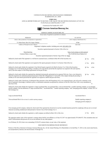 Thumbnail German American Bancorp 10-K Annual Report 2017
