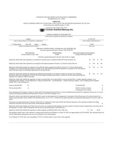 Thumbnail German American Bancorp 10-K Annual Report 2024