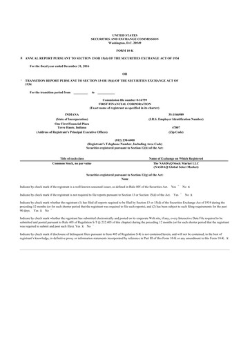 Thumbnail First Financial 10-K Annual Report 2016