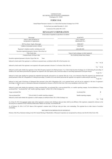 Thumbnail Renasant Corp 10-K Annual Report 2013