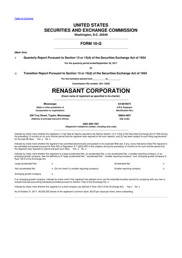 Thumbnail Renasant Corp 10-Q Quarterly Report FY 