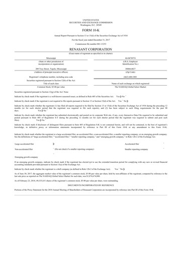 Thumbnail Renasant Corp 10-K Annual Report 2017