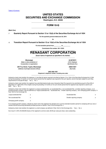 Thumbnail Renasant Corp 10-Q Quarterly Report FY 