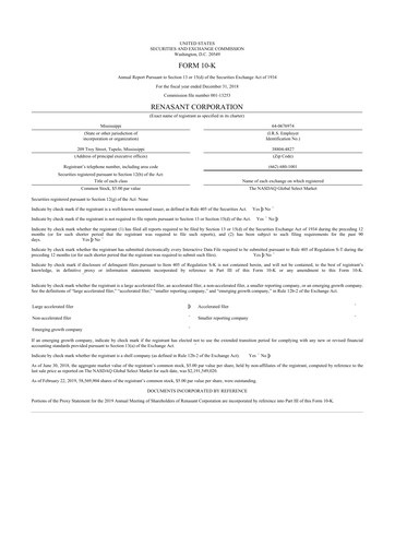 Thumbnail Renasant Corp 10-K Annual Report 2018