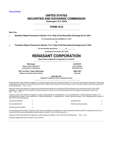 Thumbnail Renasant Corp 10-Q Quarterly Report FY 