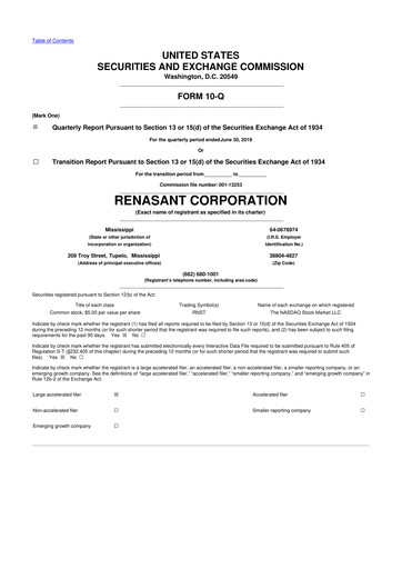 Thumbnail Renasant Corp 10-Q Quarterly Report FY 