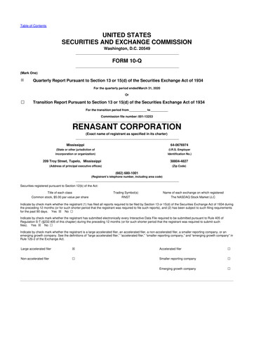 Thumbnail Renasant Corp 10-Q Quarterly Report FY 